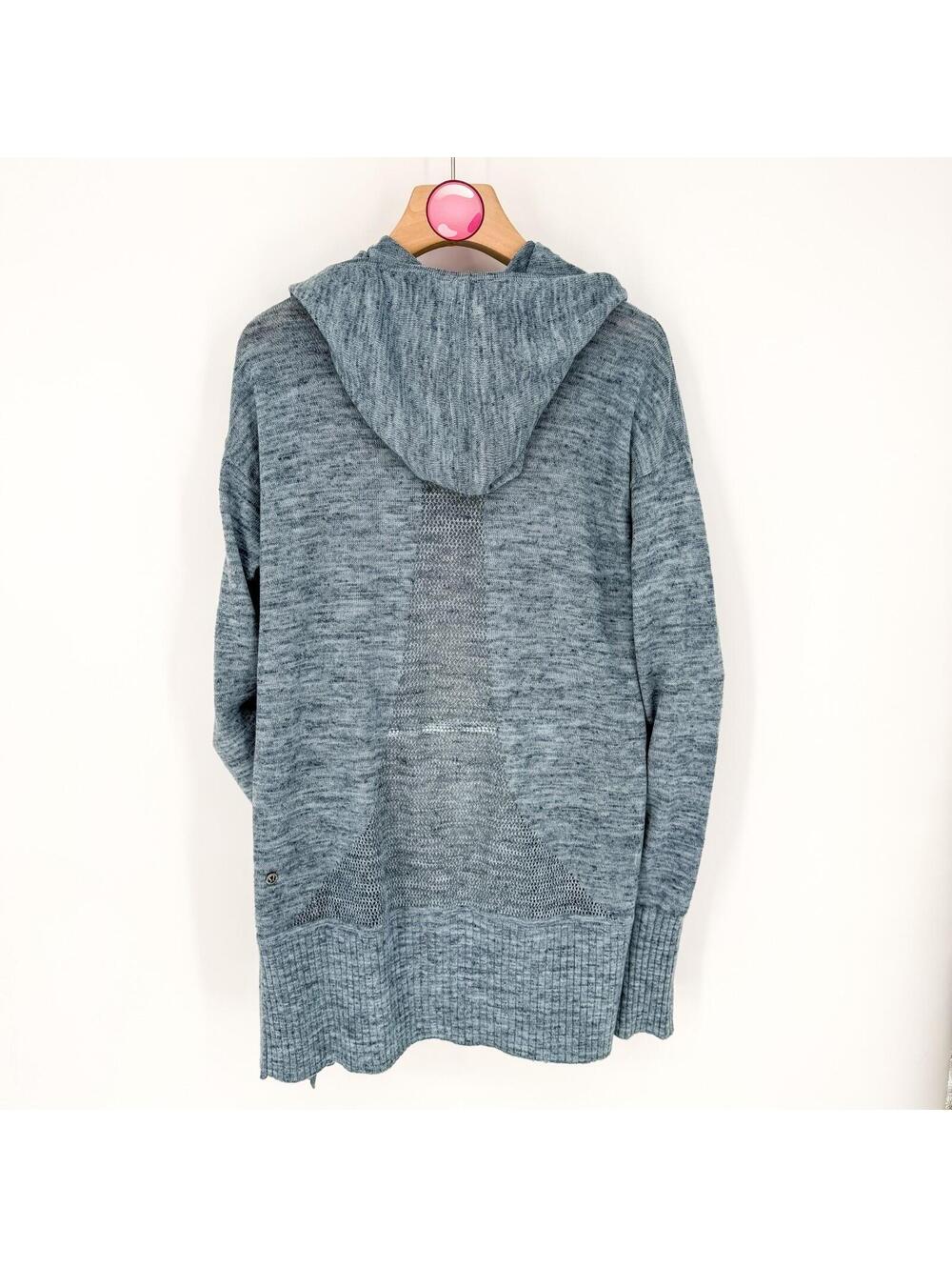 Lululemon Women Open Front Hooded Cardigan Size‎ Small Blue Linen Blend - Picture 5 of 5